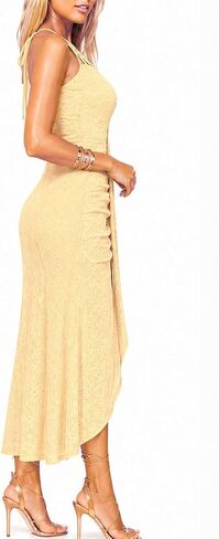 LOVESHOOT Halter Sundresses for Women 2026 Summer Eyelet Ruched Bodycon Midi Dresses Casual Crochet A Line Dress with Slit in Saudi Arabia