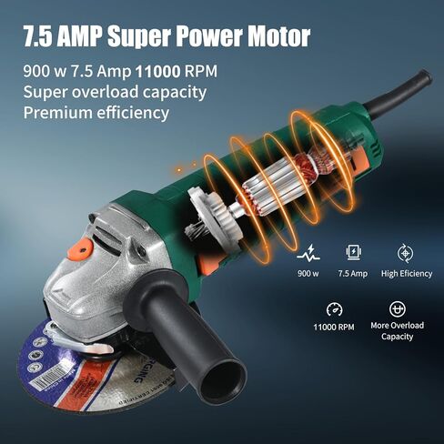Angle Grinder, 7.5-Amp 4 1/2 Angle Grinder Tool with Grinding, Polishing and Rust Removal Capabilities, Variable Speed Angle Grinder, Metal Grinder Tool, Non-Slip and Shockproof Handle in Kuwait
