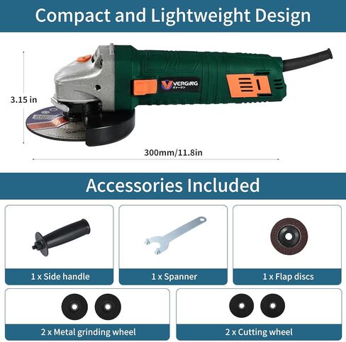 Angle Grinder, 7.5-Amp 4 1/2 Angle Grinder Tool with Grinding, Polishing and Rust Removal Capabilities, Variable Speed Angle Grinder, Metal Grinder Tool, Non-Slip and Shockproof Handle in Kuwait