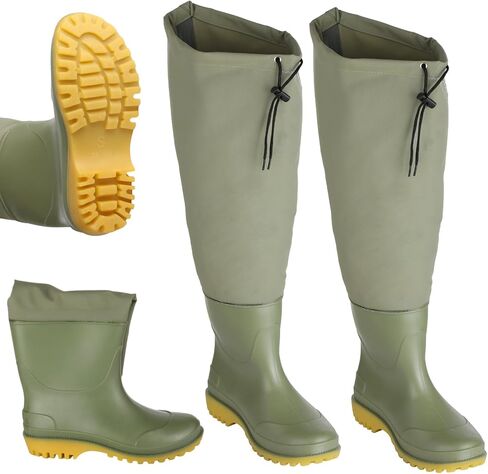 ZALIR Women's Tall Rain Boots with Drawstring Top, Waterproof Taslon Fabric Upper and Rubber Lower Garden Boots, Lightweight Mud Boots with Slip-Resistant Sole for Outdoor Work, Size 7.5-8.5 in Saudi Arabia