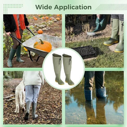 ZALIR Women's Tall Rain Boots with Drawstring Top, Waterproof Taslon Fabric Upper and Rubber Lower Garden Boots, Lightweight Mud Boots with Slip-Resistant Sole for Outdoor Work, Size 7.5-8.5 in Saudi Arabia
