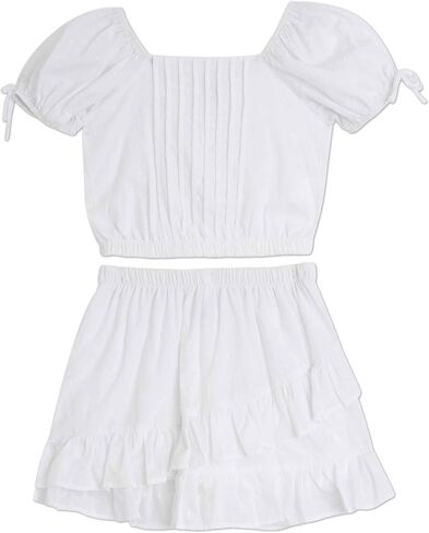 Speechless girls 2-piece Puff Sleeve Pintuck Top With Ruffle Mini Skirt Set in Kuwait