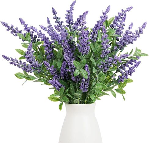 Melorca&Guilla Artificial Plants Greenery Stems 6Pcs 25inch Fake Lavender Greenery Branches Fake Flowers for Wedding Centerpiece Spring Easter Farmhouse Home Decoration (6, Purple Lavender) in Saudi Arabia