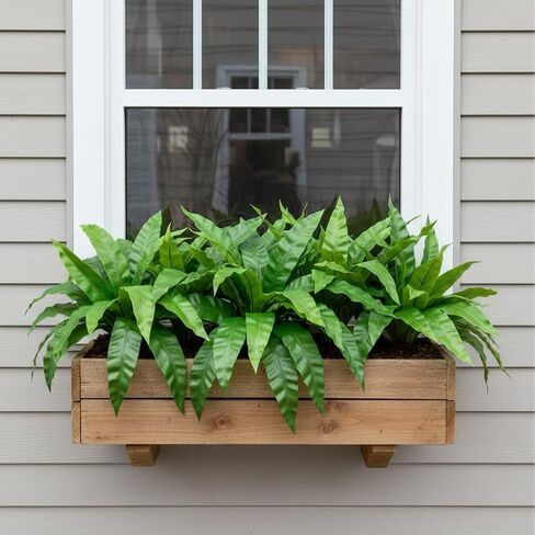 3pcs Artificial Bird's Nest Fern, 27.5" Wide Large Faux Fern Plants (45 Leaves Total), UV Resistant Fake Greenery for Window Box, Planter, Outdoor Porch, Patio & Indoor Home Office Decor in Saudi Arabia