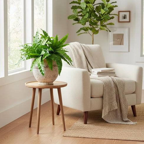 3pcs Artificial Bird's Nest Fern, 27.5" Wide Large Faux Fern Plants (45 Leaves Total), UV Resistant Fake Greenery for Window Box, Planter, Outdoor Porch, Patio & Indoor Home Office Decor in Saudi Arabia