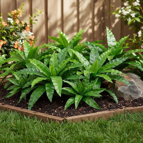 3pcs Artificial Bird's Nest Fern, 27.5" Wide Large Faux Fern Plants (45 Leaves Total), UV Resistant Fake Greenery for Window Box, Planter, Outdoor Porch, Patio & Indoor Home Office Decor in Saudi Arabia