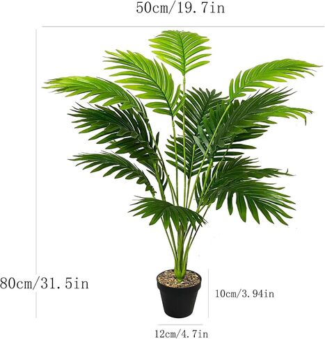 Tall Faux Palm Tree Realistic Potted Silk Artificial Plants Indoor with Pot Floor Plant for Home Office Living Room Bedroom Outdoor Wedding Stairs Foyer Decor (31" Green) in Saudi Arabia