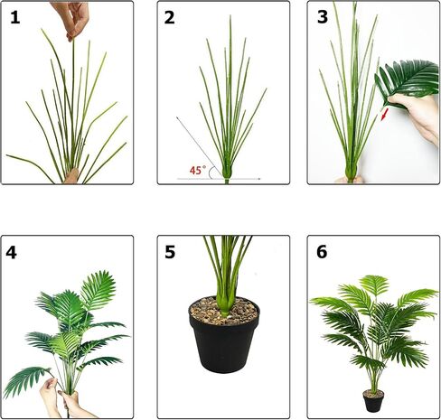 Tall Faux Palm Tree Realistic Potted Silk Artificial Plants Indoor with Pot Floor Plant for Home Office Living Room Bedroom Outdoor Wedding Stairs Foyer Decor (31" Green) in Saudi Arabia