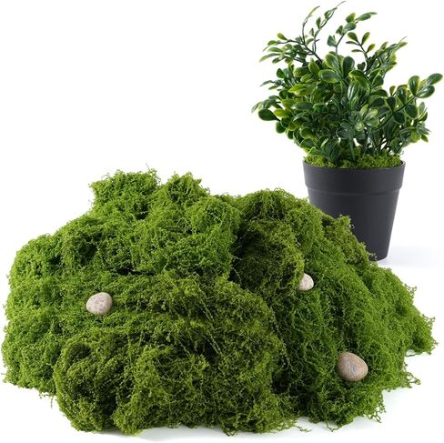 Faux Green Moss 10.6oz for Terrarium, Potted Plant Soil Cover & Wedding Table Centerpieces, Realistic Forest Style Moss for DIY Botanical Decor, Vase Fillers & Maintenance Free Greenery in Saudi Arabia