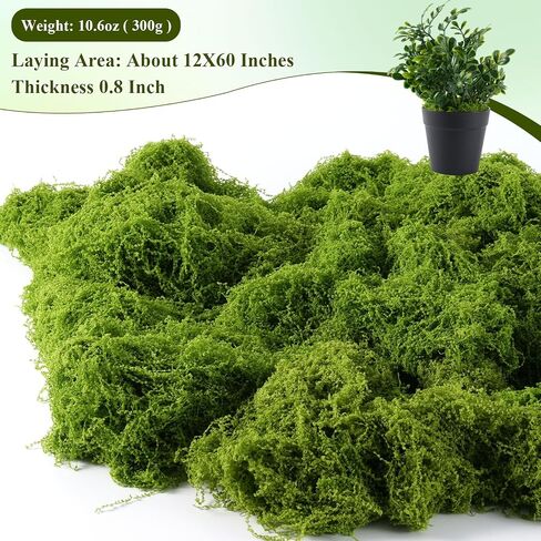 Faux Green Moss 10.6oz for Terrarium, Potted Plant Soil Cover & Wedding Table Centerpieces, Realistic Forest Style Moss for DIY Botanical Decor, Vase Fillers & Maintenance Free Greenery in Saudi Arabia