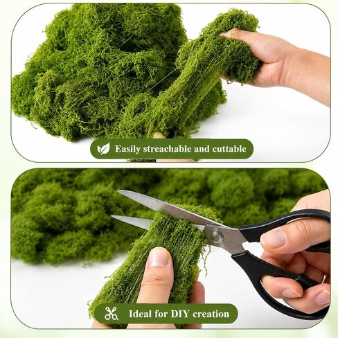 Faux Green Moss 10.6oz for Terrarium, Potted Plant Soil Cover & Wedding Table Centerpieces, Realistic Forest Style Moss for DIY Botanical Decor, Vase Fillers & Maintenance Free Greenery in Saudi Arabia