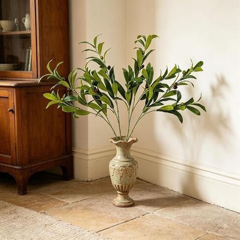 4 Pcs 43.7Inch Artificial Olive Tree Branches Faux Olive Stems for Vases with Berries for Wedding Table Centerpiece Porch Indoor Outdoor Vases Party Decor(Green) in Saudi Arabia