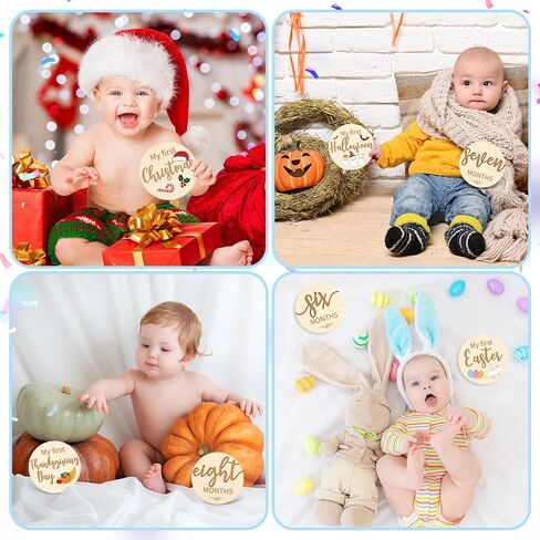 Capoda 18 PCS Baby Monthly Milestone Cards My First Holiday Milestone Signs 1-12 شهرًا in Kuwait