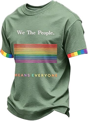 Pride Shirts 2026 Summer Crewneck Lounges Cropped Casual Color Block Striped Short Sleeve Plus Size Shirt in Saudi Arabia