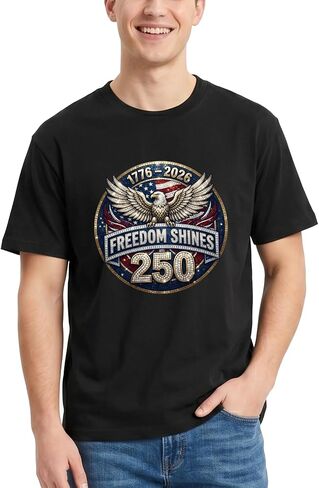 4th of July Shirt 250th USA T-Shirt American Flag Patriotic Shirt Red Whit Blue Tees for Men Women Short Sleeve Cotton in Saudi Arabia