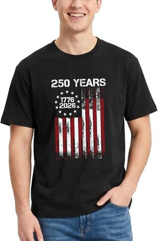 4th of July Shirt 250th USA T-Shirt American Flag Patriotic Shirt Red Whit Blue Tees for Men Women Short Sleeve Cotton in Saudi Arabia