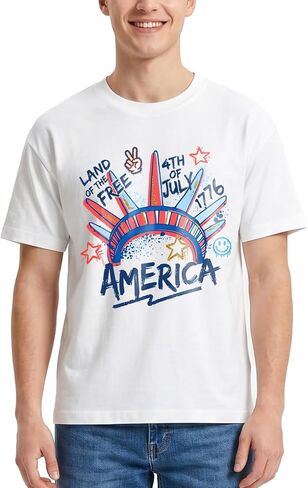 4th of July Shirt 250th USA T-Shirt American Flag Patriotic Shirt Red Whit Blue Tees for Men Women Short Sleeve Cotton in Saudi Arabia