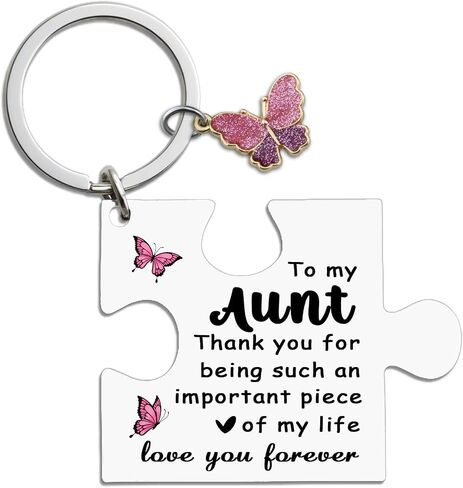 Aunt Gifts From Niece Nephew Auntie Gift Ideas Aunt Birthday Gifts for Women Best Aunts Ever Gift for Aunts Unique Puzzle Butterfly Keychain for Auntie Mother's Day Present in Saudi Arabia