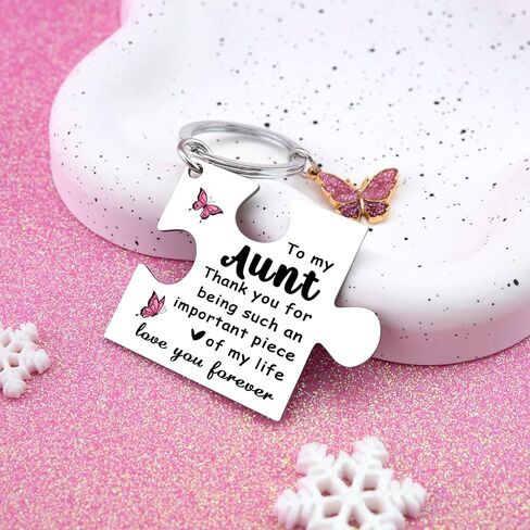 Aunt Gifts From Niece Nephew Auntie Gift Ideas Aunt Birthday Gifts for Women Best Aunts Ever Gift for Aunts Unique Puzzle Butterfly Keychain for Auntie Mother's Day Present in Saudi Arabia