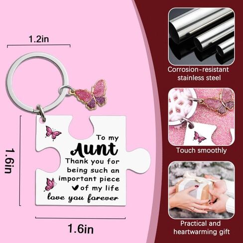 Aunt Gifts From Niece Nephew Auntie Gift Ideas Aunt Birthday Gifts for Women Best Aunts Ever Gift for Aunts Unique Puzzle Butterfly Keychain for Auntie Mother's Day Present in Saudi Arabia