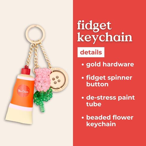 ban.do Fidget Keychain, Sensory Keyring Accessory with Paint Tube Charm, Button & Beaded Flower for Keys or Bags (Celebrate the Small Stuff) in Kuwait