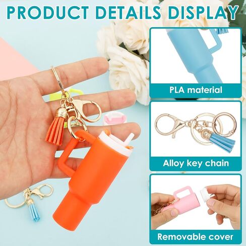 Mini Tumbler Keychain for Chapstick Holder with Detachable Lid Attractive Tumbler Shape Backpack Charm Bulk in Saudi Arabia