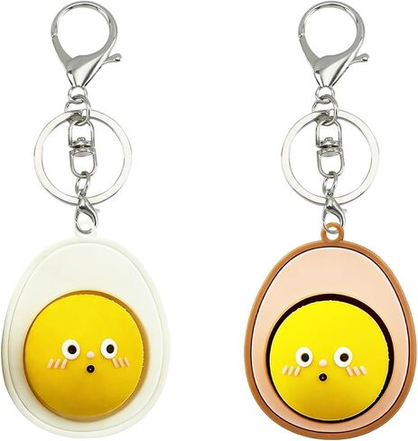 Egg Keychain Bag Charm (Set of 2) | Finger Clicker for Stress Relief, Adorable and Stylish PVC Accessory with Lobster Clasp,Decorative Gift for Women and Men in Saudi Arabia