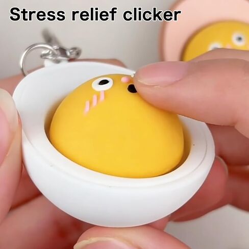 Egg Keychain Bag Charm (Set of 2) | Finger Clicker for Stress Relief, Adorable and Stylish PVC Accessory with Lobster Clasp,Decorative Gift for Women and Men in Saudi Arabia