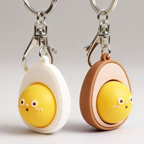Egg Keychain Bag Charm (Set of 2) | Finger Clicker for Stress Relief, Adorable and Stylish PVC Accessory with Lobster Clasp,Decorative Gift for Women and Men in Saudi Arabia