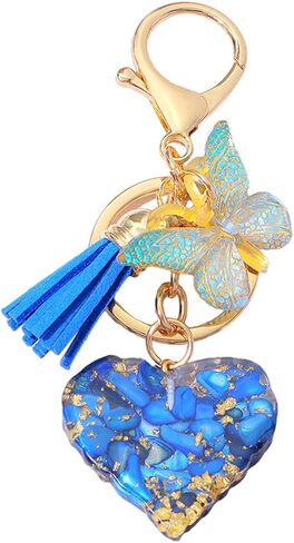 Yefiuo القلب فراشة حقيبة سلسلة مفاتيح Charms للنساء حلقة رئيسية مفتاح السيارة سلسلة حقيبة Charms كيرينغ سلاسل المفاتيح هدايا عيد الحب in Kuwait