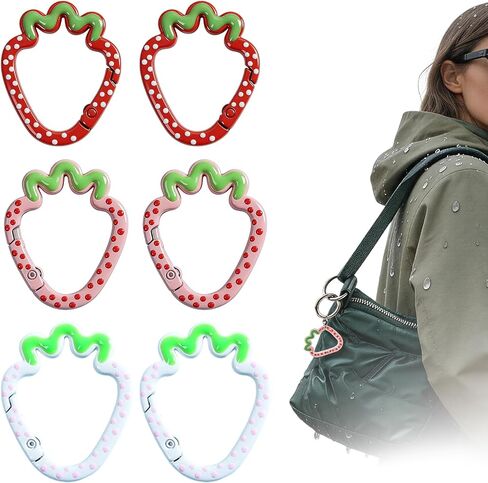 6 Pcs Keychain Cute Carabiner, Strawberry Heart Carabiner Clips, Metal Ring Spring Keychain for Backpack, Purse, Outdoor Use, Carabiner Cute Accessories in Saudi Arabia