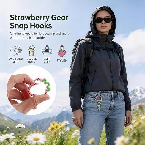 6 Pcs Keychain Cute Carabiner, Strawberry Heart Carabiner Clips, Metal Ring Spring Keychain for Backpack, Purse, Outdoor Use, Carabiner Cute Accessories in Saudi Arabia