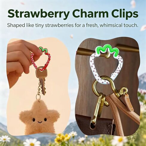 6 Pcs Keychain Cute Carabiner, Strawberry Heart Carabiner Clips, Metal Ring Spring Keychain for Backpack, Purse, Outdoor Use, Carabiner Cute Accessories in Saudi Arabia