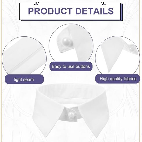 Molain 2 Pieces White Detachable Collar, Faux Collar for Women Elegant Dickey Collars Versatile Fake Collars Shirt Accessory for Half Shirt Blouse Dresses Vest Blouse in Kuwait