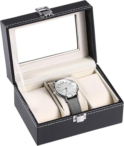 ZALIR Watch Box Organizer for Men, 3-Slot Watch Storage Case with Transparent Acrylic Window PU Leather, Soft Lining, Metal Closure, Ideal for Watches, Cufflinks, and Accessories Storage in Saudi Arabia