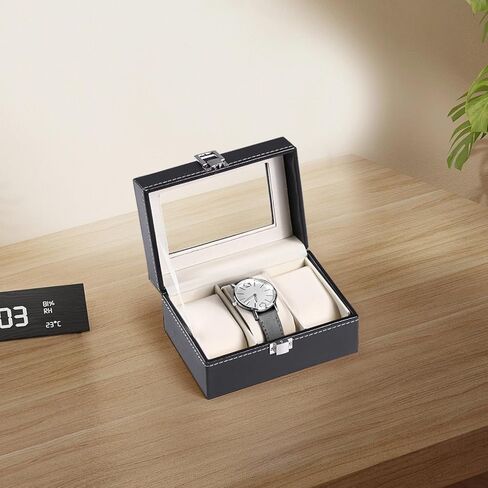ZALIR Watch Box Organizer for Men, 3-Slot Watch Storage Case with Transparent Acrylic Window PU Leather, Soft Lining, Metal Closure, Ideal for Watches, Cufflinks, and Accessories Storage in Saudi Arabia