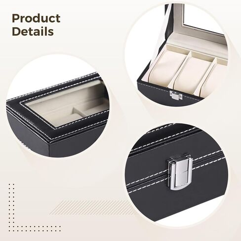 ZALIR Watch Box Organizer for Men, 3-Slot Watch Storage Case with Transparent Acrylic Window PU Leather, Soft Lining, Metal Closure, Ideal for Watches, Cufflinks, and Accessories Storage in Saudi Arabia