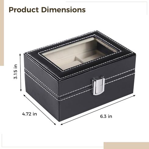 ZALIR Watch Box Organizer for Men, 3-Slot Watch Storage Case with Transparent Acrylic Window PU Leather, Soft Lining, Metal Closure, Ideal for Watches, Cufflinks, and Accessories Storage in Saudi Arabia
