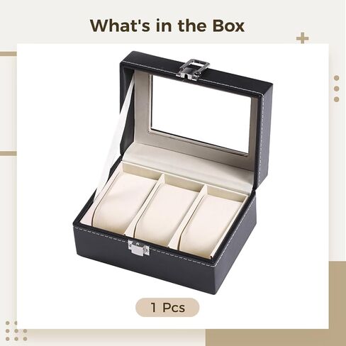 ZALIR Watch Box Organizer for Men, 3-Slot Watch Storage Case with Transparent Acrylic Window PU Leather, Soft Lining, Metal Closure, Ideal for Watches, Cufflinks, and Accessories Storage in Saudi Arabia