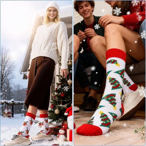 Surakey 36 Pairs Christmas Socks Crew Colorful Fun Festive Soft Novelty Pattern Winter Holiday Slipper Socks for Teenagers Xmas Christmas in Kuwait