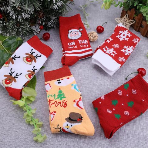 Surakey 36 Pairs Christmas Socks Crew Colorful Fun Festive Soft Novelty Pattern Winter Holiday Slipper Socks for Teenagers Xmas Christmas in Kuwait