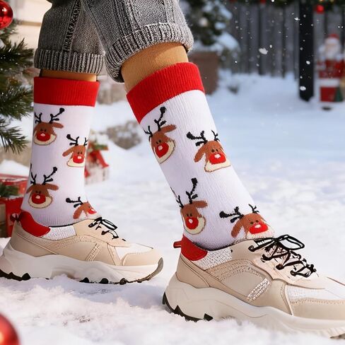 Surakey 36 Pairs Christmas Socks Crew Colorful Fun Festive Soft Novelty Pattern Winter Holiday Slipper Socks for Teenagers Xmas Christmas in Kuwait