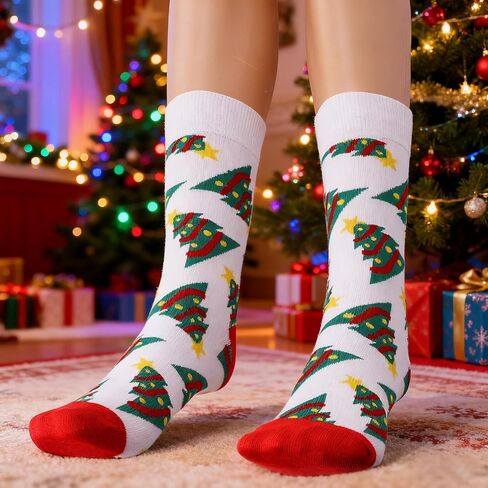 Surakey 36 Pairs Christmas Socks Crew Colorful Fun Festive Soft Novelty Pattern Winter Holiday Slipper Socks for Teenagers Xmas Christmas in Kuwait