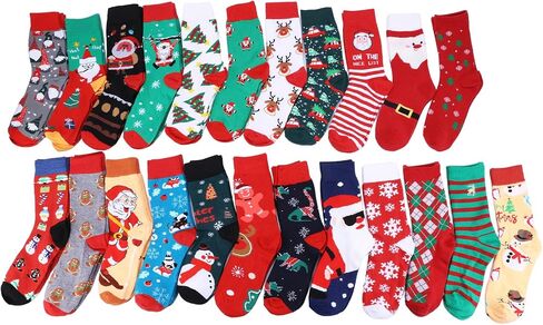 Surakey 36 Pairs Christmas Socks Crew Colorful Fun Festive Soft Novelty Pattern Winter Holiday Slipper Socks for Teenagers Xmas Christmas in Kuwait