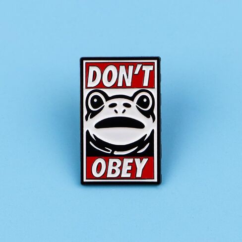 "Don't Obey" Frog Enamel Pin, Edgy Anti-Conformity Lapel Badge in Saudi Arabia