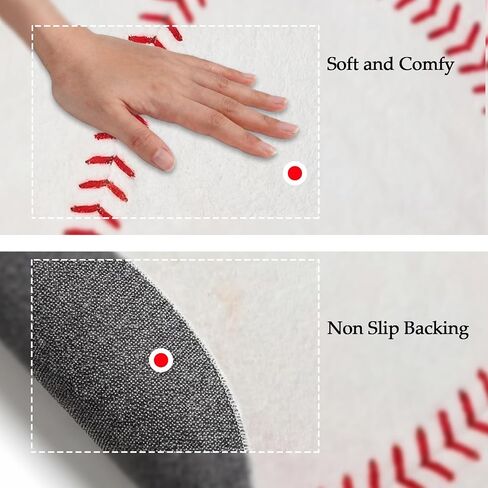 Dunzy 4ft/48inch Baseball Rug for Boys Room Sports Themed Room Decor for Kids Round Soft Washable Rugs with Non Slip Backing Baseball Themed Round Area Blanket for Bedroom Living Rooms Playroom Decor in Kuwait