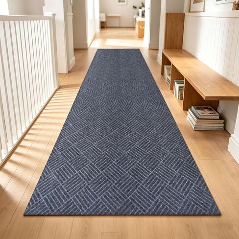 Runner Rugs with Rubber Backing for Hallway,3’x10’Fine Stripe Embossing Non-Slip Indoor Outdoor Doormat,for Entryway Balcony Patio Kitchen Garage Stair Laundry,Brown in Kuwait
