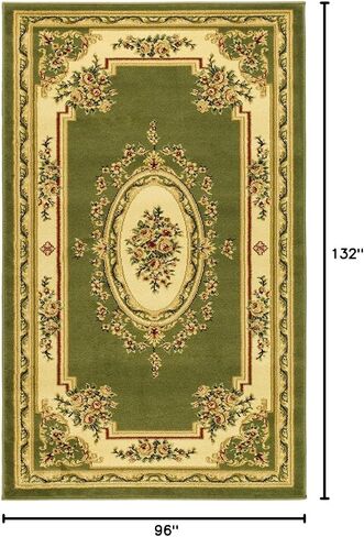 SAFAVIEH Lyndhurst Collection Area Rug - 8' x 11', Sage & Ivory, Traditional European Medallion Design, Non-Shedding & Easy Care, Ideal for High Traffic Areas in Living Room, Bedroom (LNH218B) in Kuwait