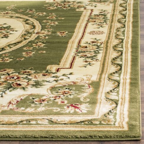 SAFAVIEH Lyndhurst Collection Area Rug - 8' x 11', Sage & Ivory, Traditional European Medallion Design, Non-Shedding & Easy Care, Ideal for High Traffic Areas in Living Room, Bedroom (LNH218B) in Kuwait