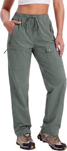 Womens Hiking Pants Lightweight Stretch Quick Dry Water Resistant Straight Cargo Travel Outdoor Pants with Zipper Pockets in Saudi Arabia